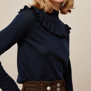 Whistles Navy Fine Pure Merino Jumper Size US 8